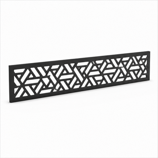 Tribal Triangle Rail laser cut metal fence topper insert perspective view, Design 215