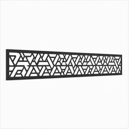 Chevron Leaf Band laser cut metal fence topper insert perspective view, Design 216