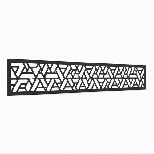 Chevron Leaf Band laser cut metal fence topper insert perspective view, Design 216
