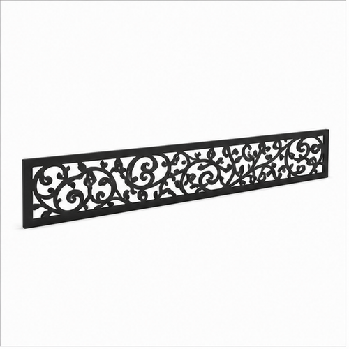 Fine Cloud Scroll laser cut metal fence topper insert perspective view, Design 217