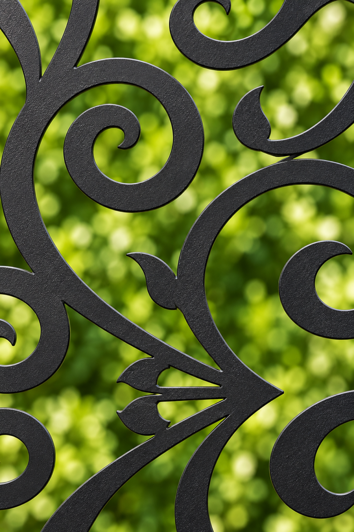 Design 217 Fine Garden Scroll Laser Cut Metal Privacy Screen Panel close-up detail view