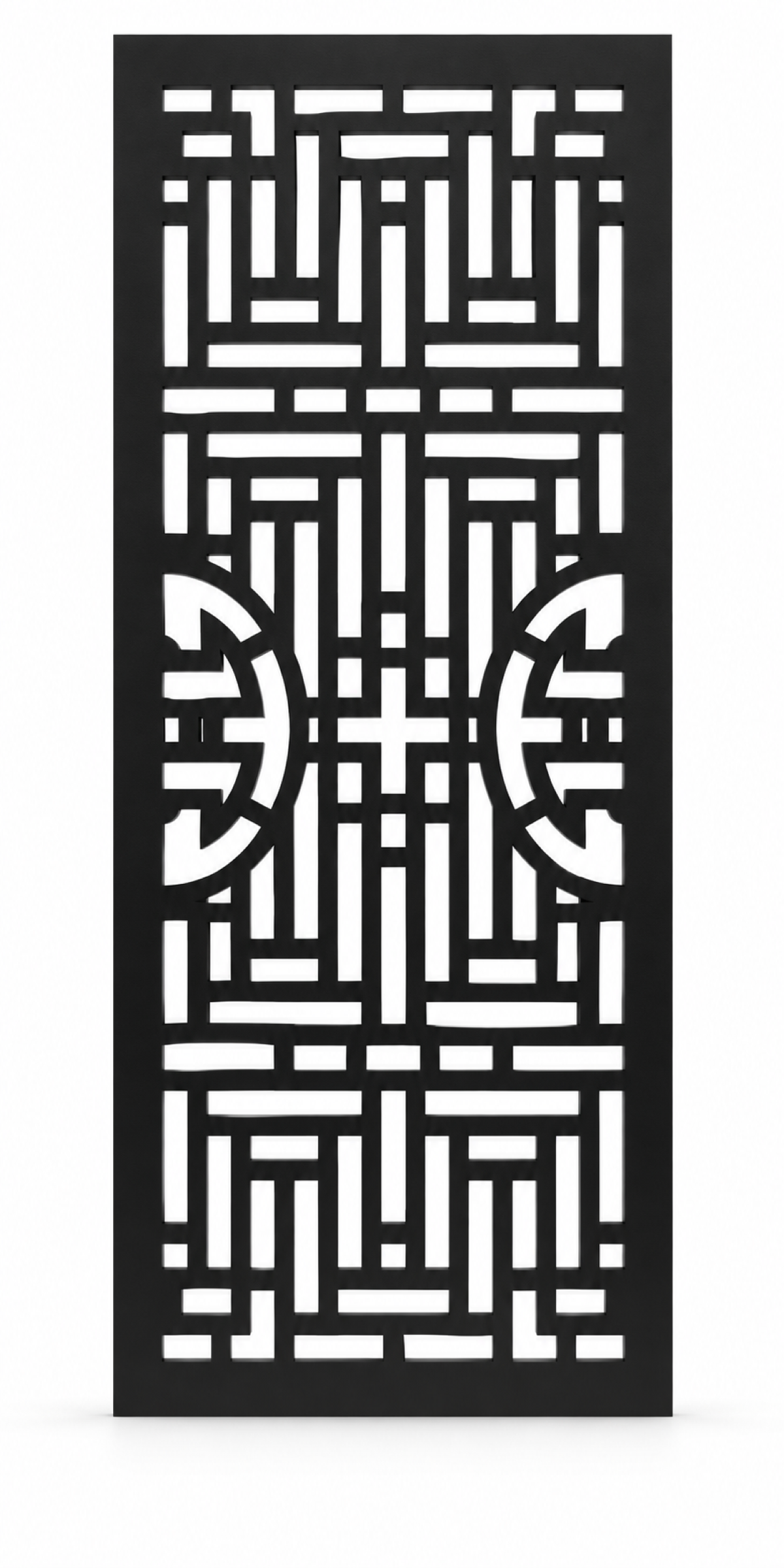 Design 219 Fragmented Urban Grid Laser Cut Metal Privacy Screen Panel front main view