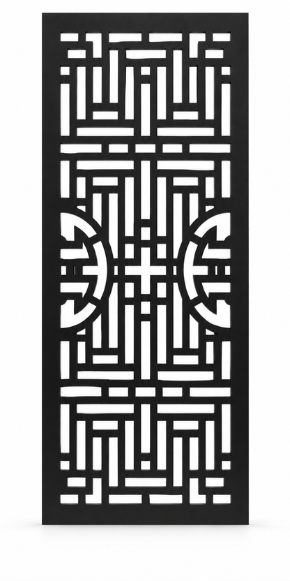 Design 219 Fragmented Urban Grid Laser Cut Metal Privacy Screen Panel front main view