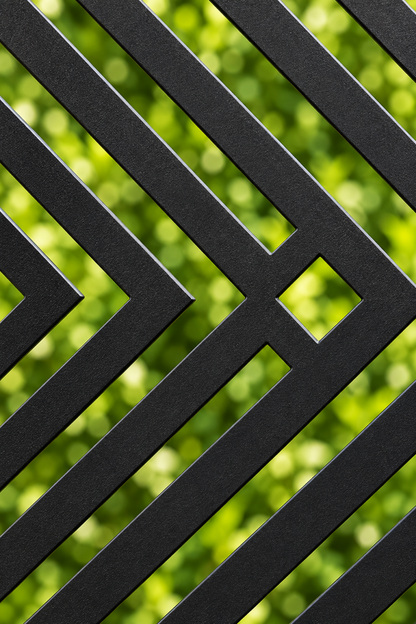 Design 220 Chevron Stripe Weave Laser Cut Metal Privacy Screen Panel close-up detail view