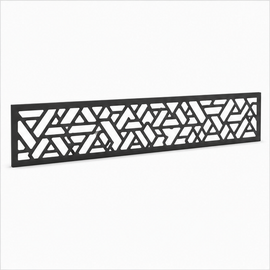 Triangle Leaf Lattice laser cut metal fence topper insert perspective view, Design 220