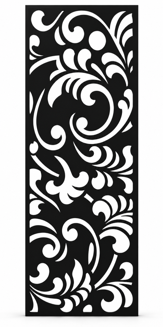 Design 221 Bold Acanthus Cascade Laser Cut Metal Privacy Screen Panel front main view