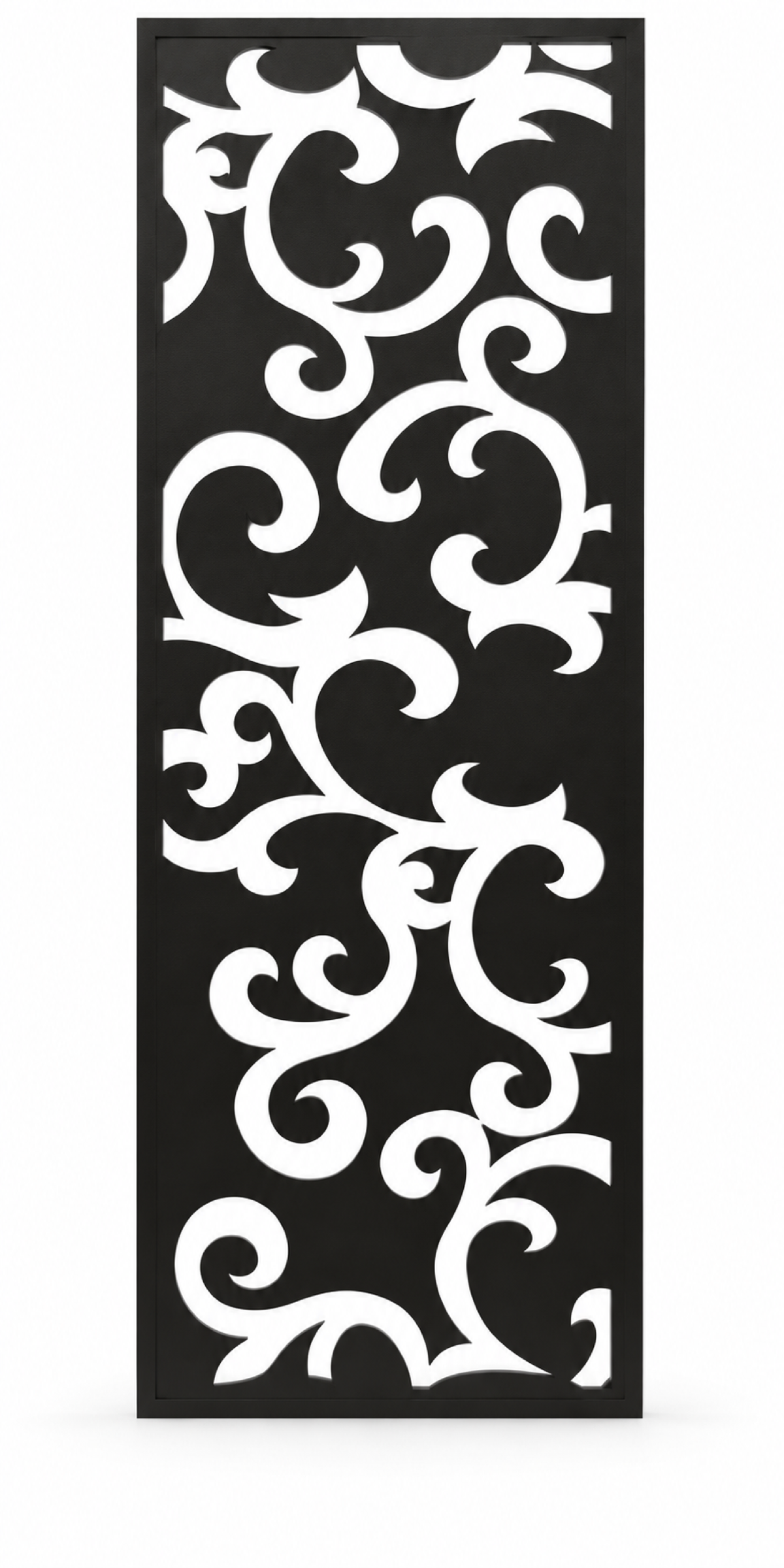 Design 223 Mirrored Acanthus Flourish Laser Cut Metal Privacy Screen Panel front main view