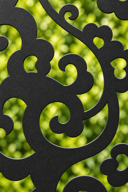 Design 224 Scalloped Cloud Scroll Laser Cut Metal Privacy Screen Panel close-up detail view