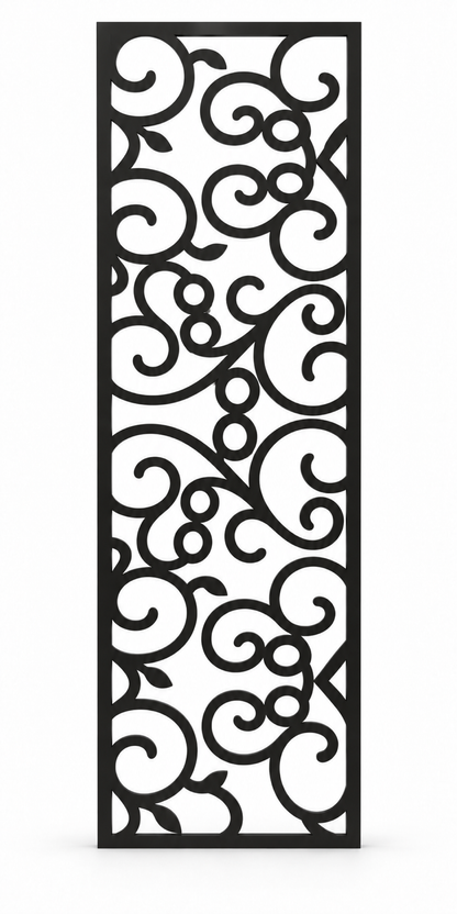 Design 225 Open Loop Scroll Laser Cut Metal Privacy Screen Panel front main view