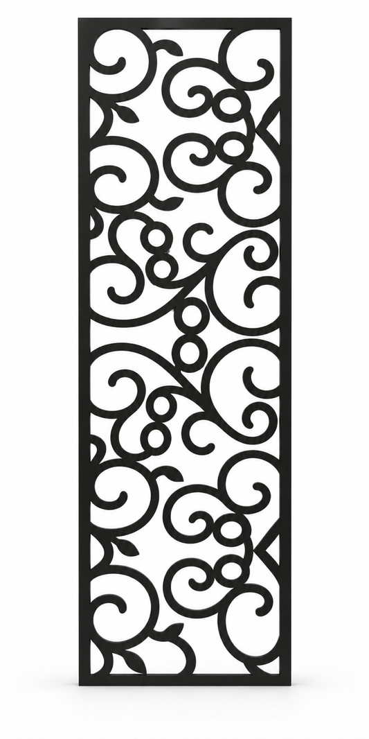 Design 225 Open Loop Scroll Laser Cut Metal Privacy Screen Panel front main view