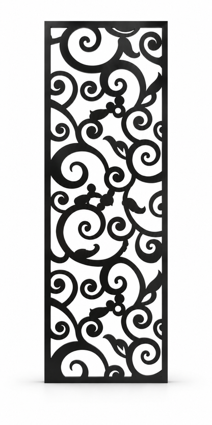 Design 226 Medallion Cloud Scroll Laser Cut Metal Privacy Screen Panel front main view