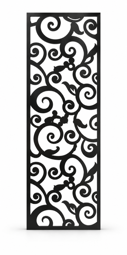 Design 226 Medallion Cloud Scroll Laser Cut Metal Privacy Screen Panel front main view