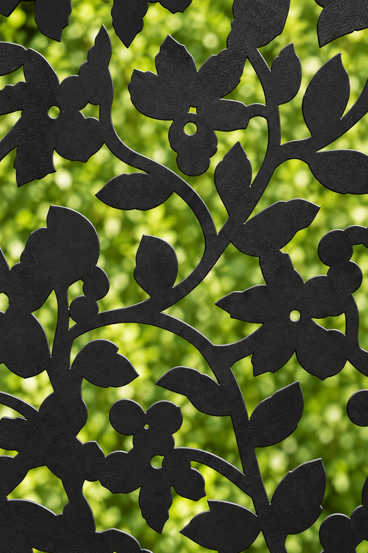 Design 227 Climbing Ivy Silhouette Laser Cut Metal Privacy Screen Panel close-up detail view