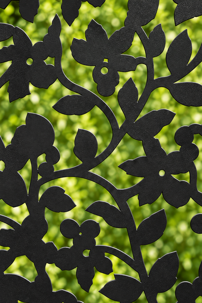 Design 227 Climbing Ivy Silhouette Laser Cut Metal Privacy Screen Panel close-up detail view