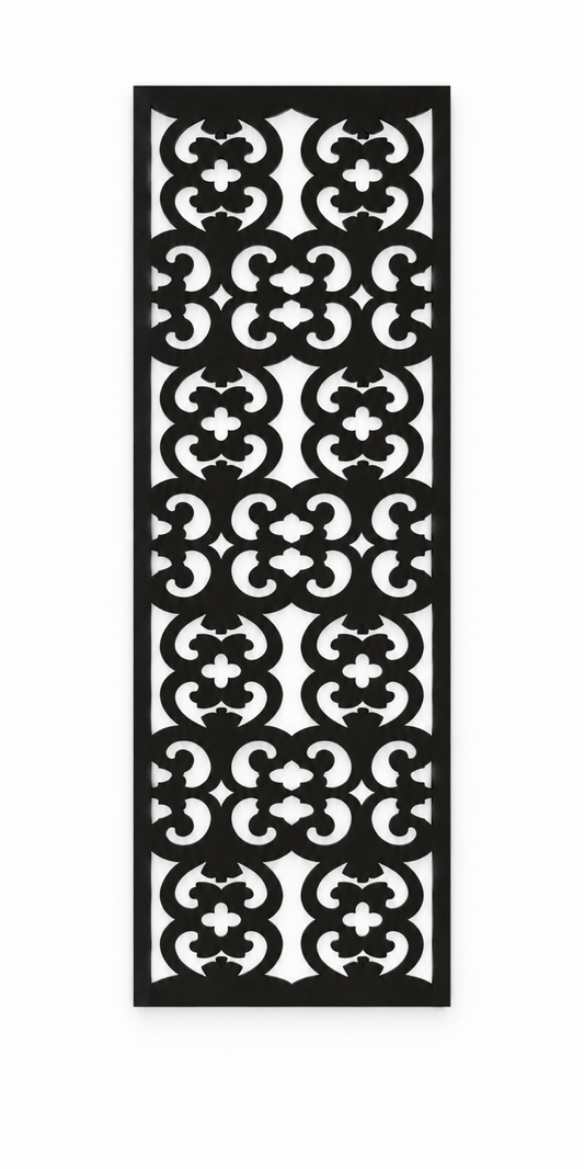 Design 228 Floral Quatrefoil Tile Laser Cut Metal Privacy Screen Panel front main view