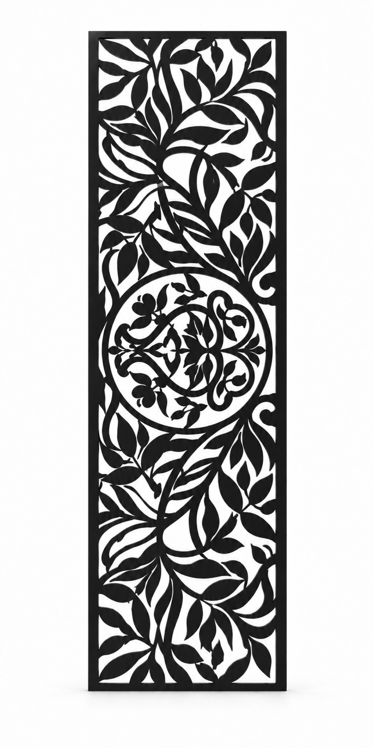 Design 229 Leaf Medallion Column Laser Cut Metal Privacy Screen Panel front main view