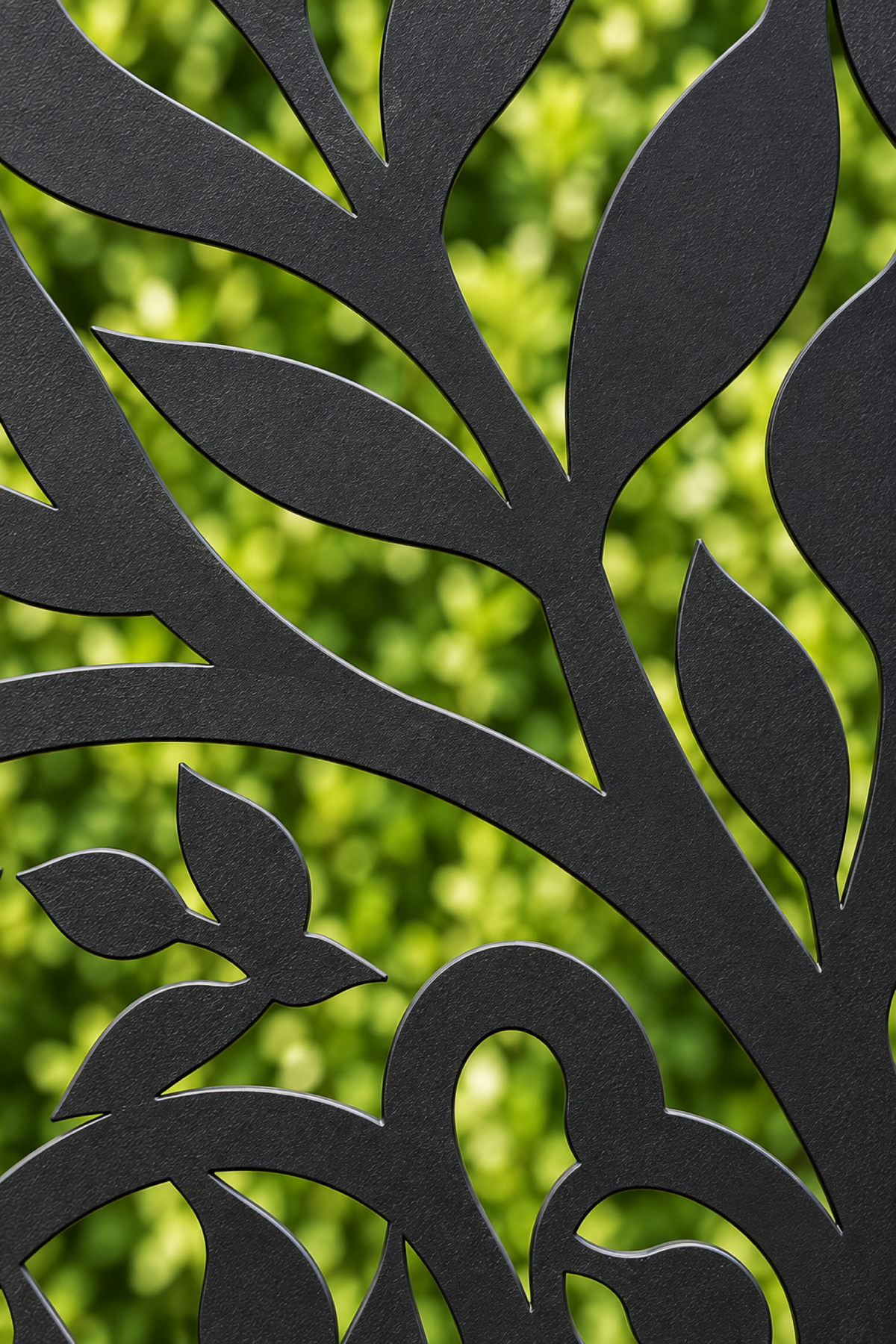 Design 229 Leaf Medallion Column Laser Cut Metal Privacy Screen Panel close-up detail view