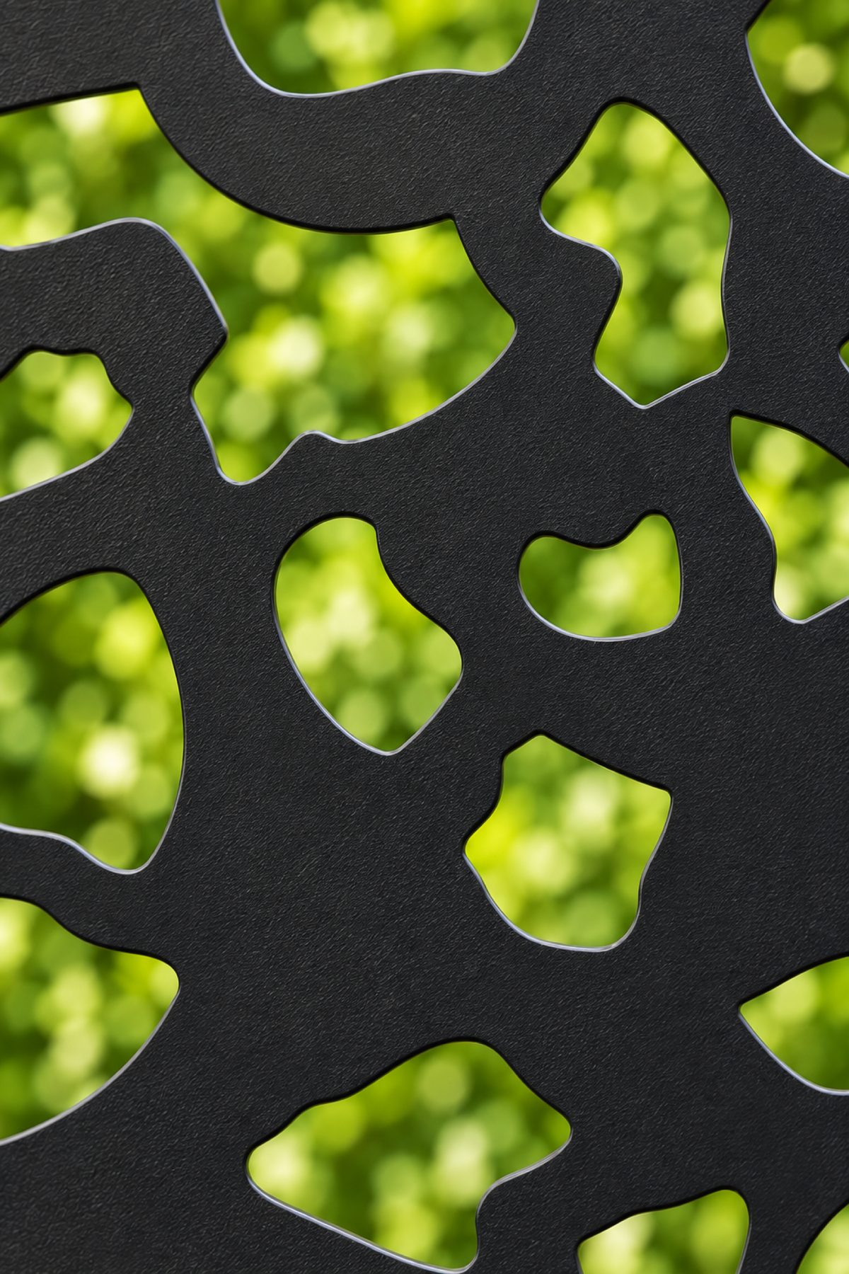Design 230 Organic Pebble Cutout Laser Cut Metal Privacy Screen Panel close-up detail view