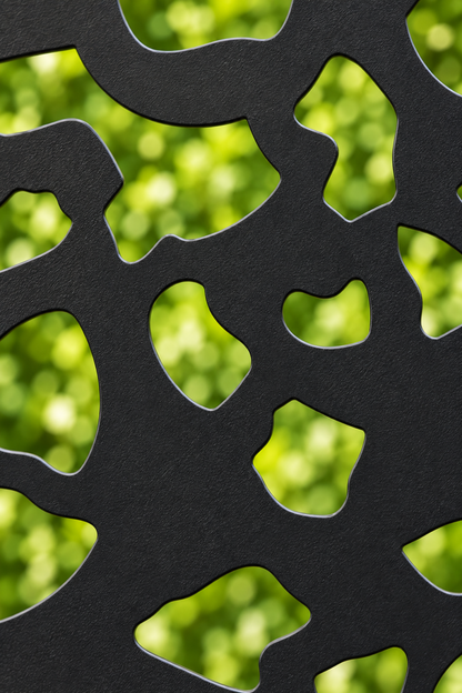Design 230 Organic Pebble Cutout Laser Cut Metal Privacy Screen Panel close-up detail view