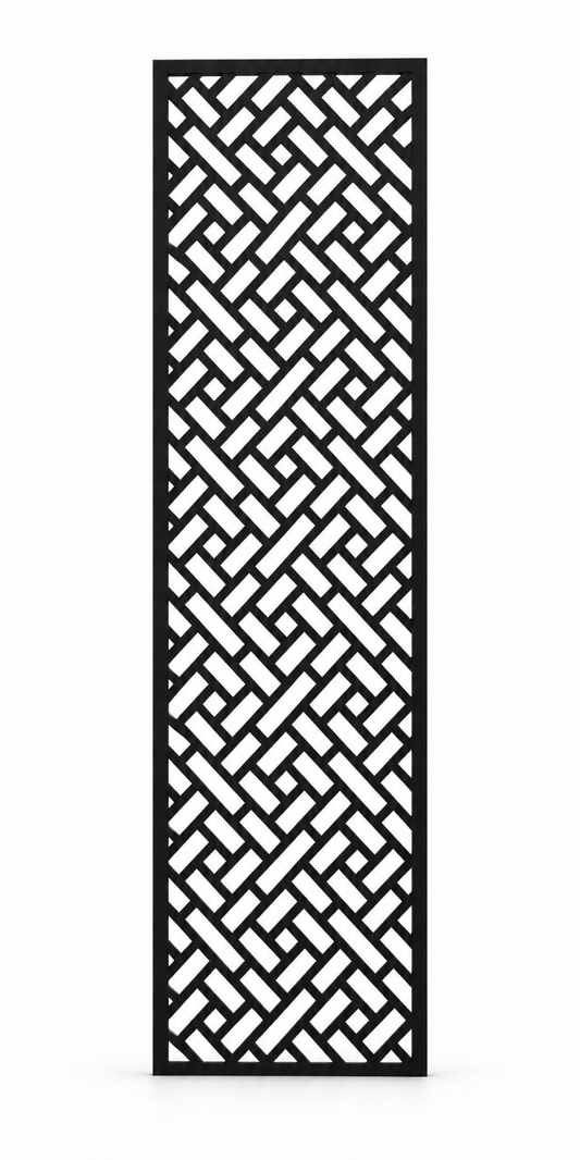 Design 232 Diagonal Basket Weave Laser Cut Metal Privacy Screen Panel front main view