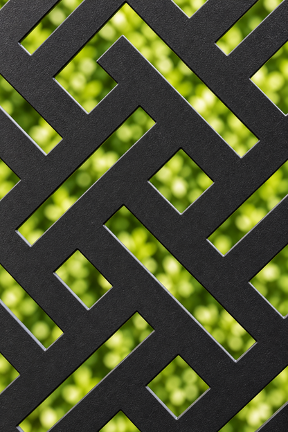 Design 232 Diagonal Basket Weave Laser Cut Metal Privacy Screen Panel close-up detail view