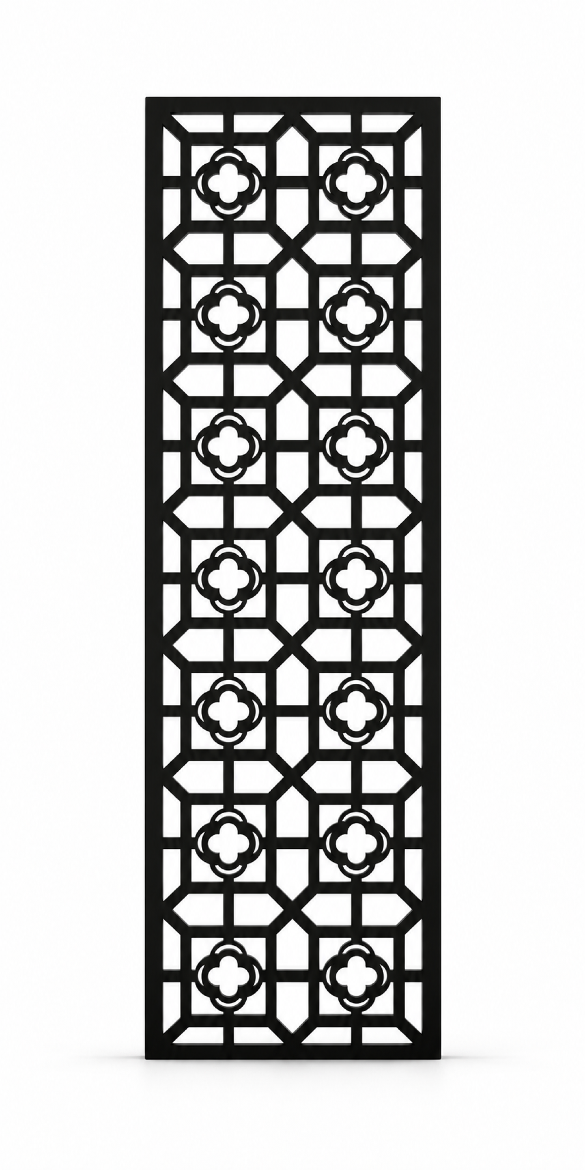 Design 233 Octagon Floral Grid Laser Cut Metal Privacy Screen Panel front main view