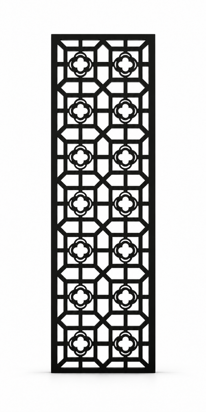 Design 233 Octagon Floral Grid Laser Cut Metal Privacy Screen Panel front main view