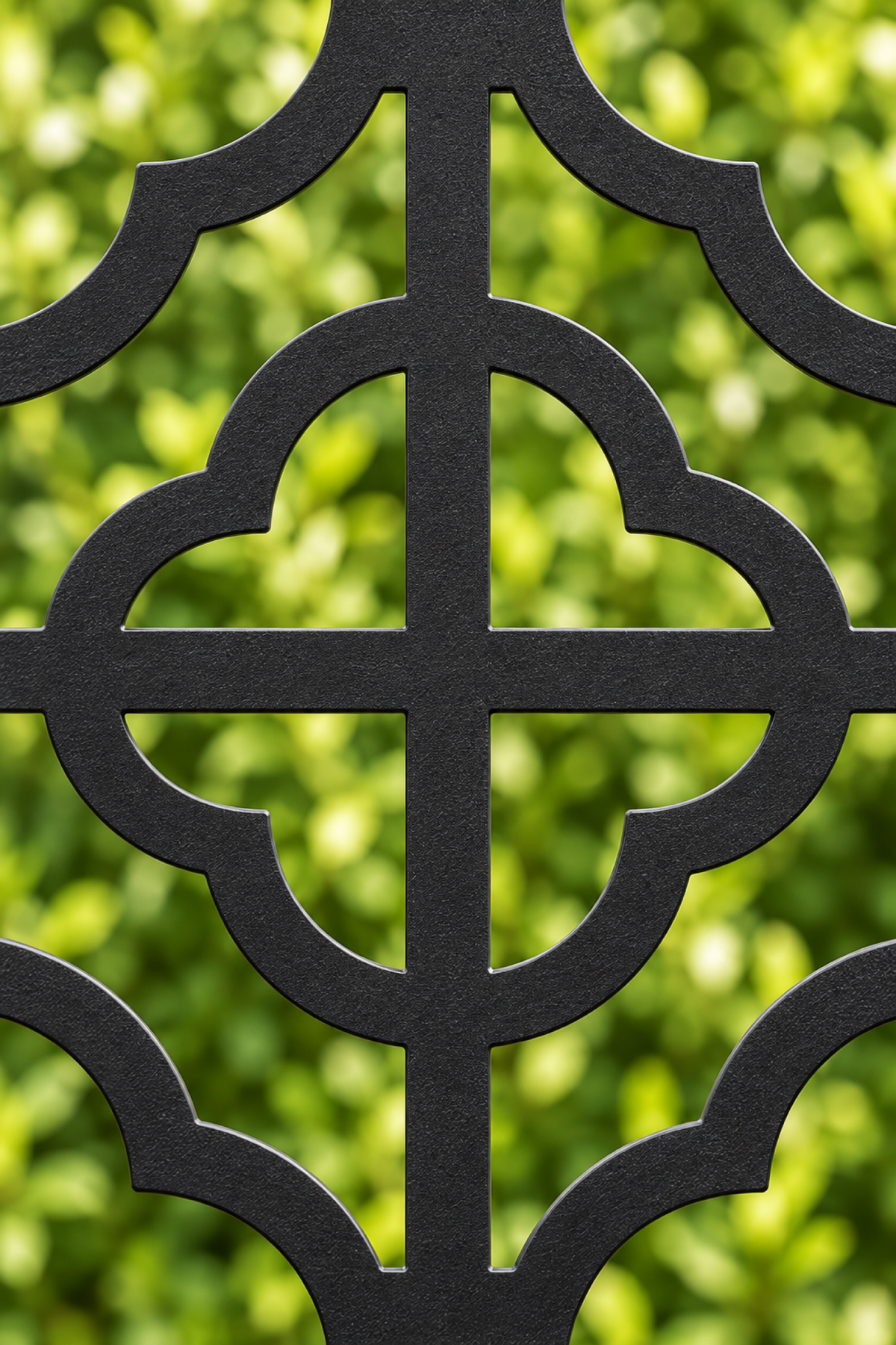 Design 234 Round Key Lattice Laser Cut Metal Privacy Screen Panel close-up detail view