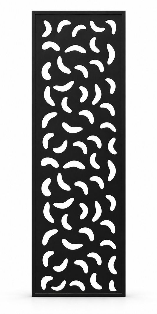 Design 235 Crescent Scatter Laser Cut Metal Privacy Screen Panel front main view