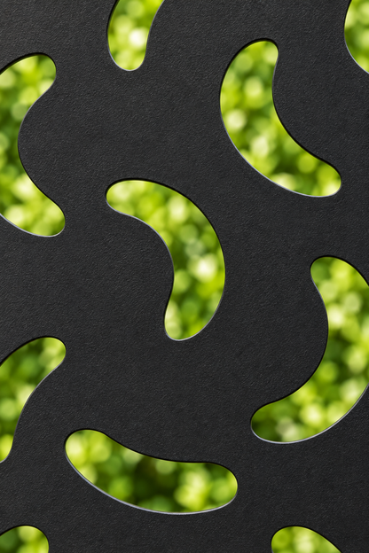 Design 235 Crescent Scatter Laser Cut Metal Privacy Screen Panel close-up detail view