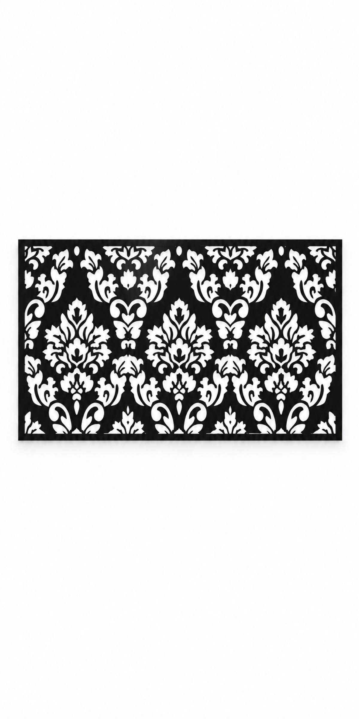 Design 237 Damask Floral Border Laser Cut Metal Privacy Screen Panel front main view