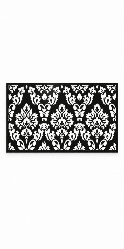 Design 237 Damask Floral Border Laser Cut Metal Privacy Screen Panel front main view