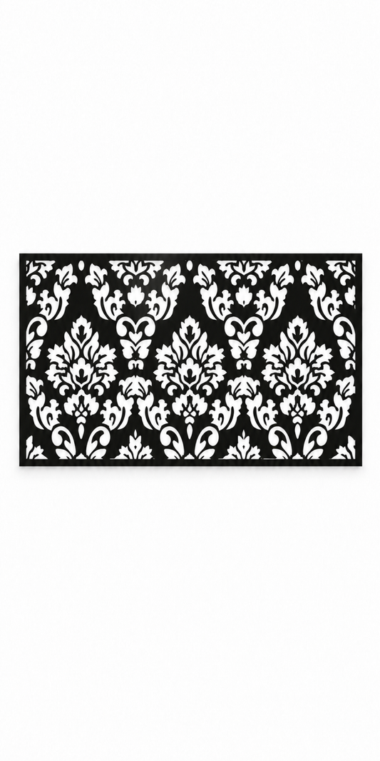 Design 237 Damask Floral Border Laser Cut Metal Privacy Screen Panel front main view