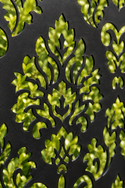Design 237 Damask Floral Border Laser Cut Metal Privacy Screen Panel close-up detail view