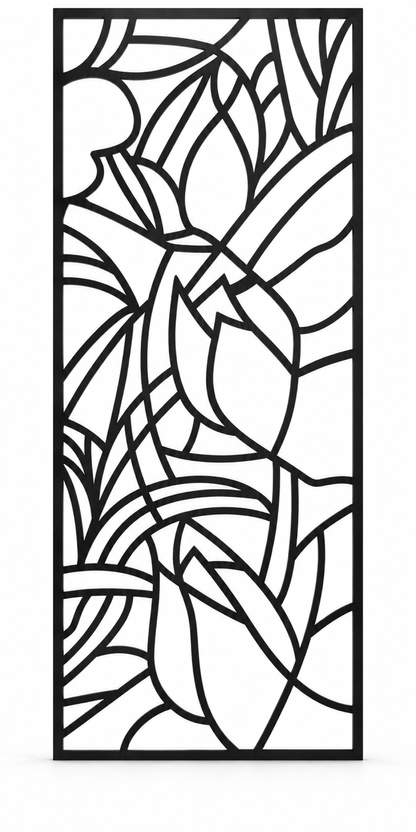 Design 238 Lotus Stained Glass Laser Cut Metal Privacy Screen Panel front main view