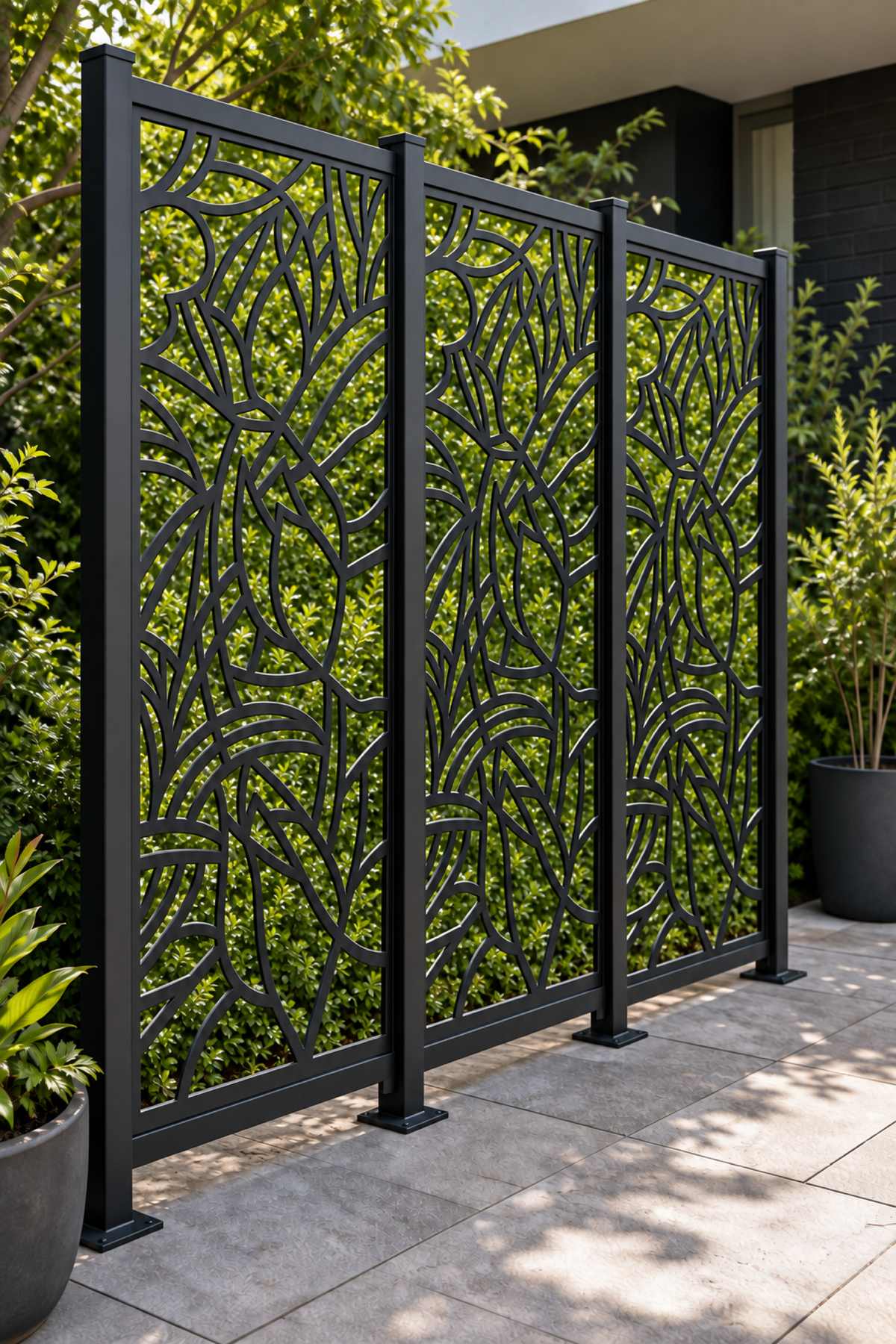 Design 238 Lotus Stained Glass Laser Cut Metal Privacy Screen Panel oblique angle view