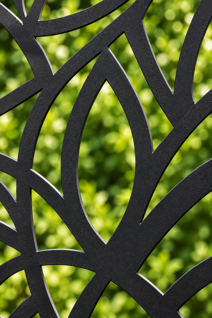 Design 238 Lotus Stained Glass Laser Cut Metal Privacy Screen Panel close-up detail view