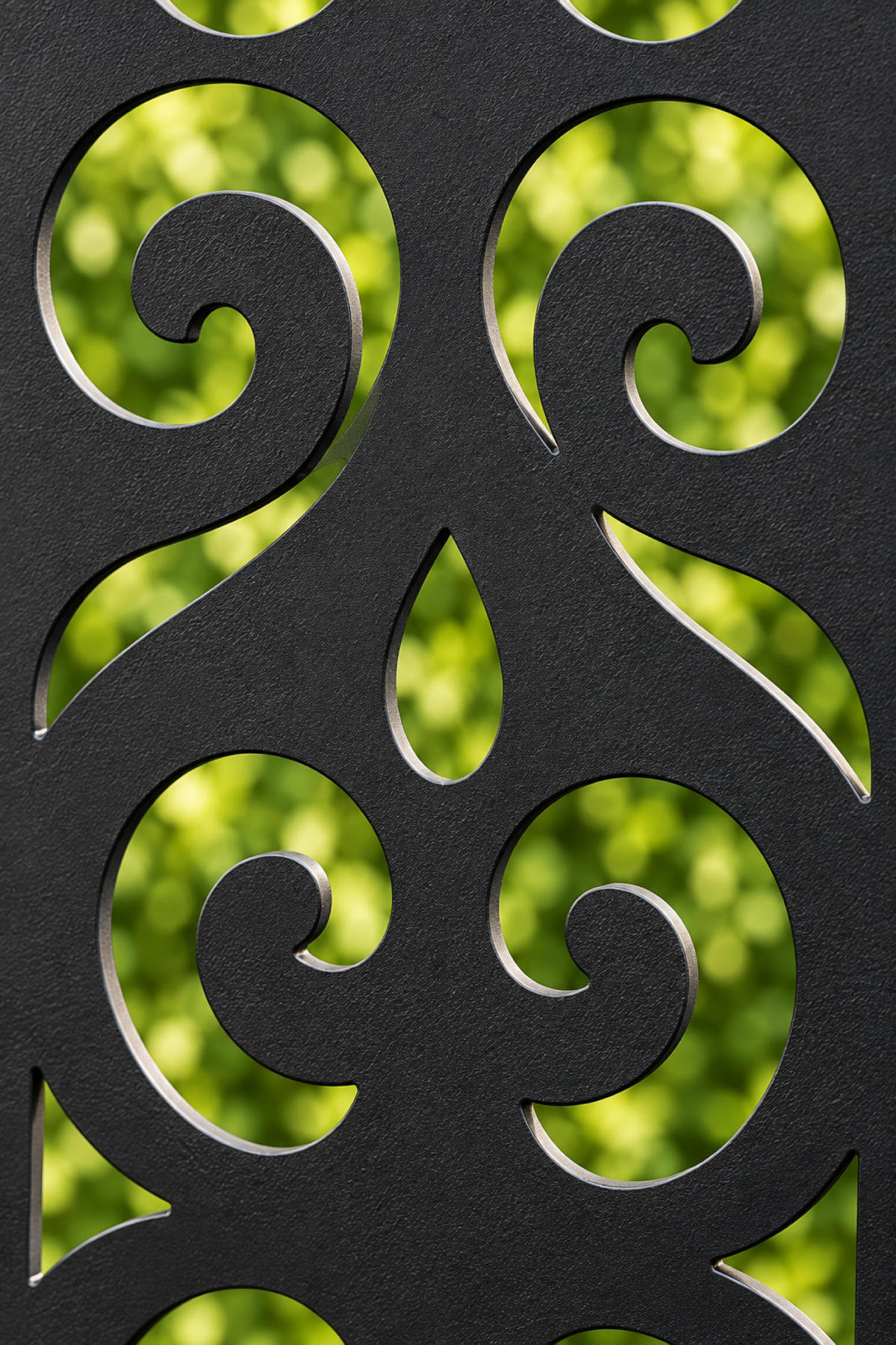 Design 239 Twin Cloud Emblems Laser Cut Metal Privacy Screen Panel close-up detail view