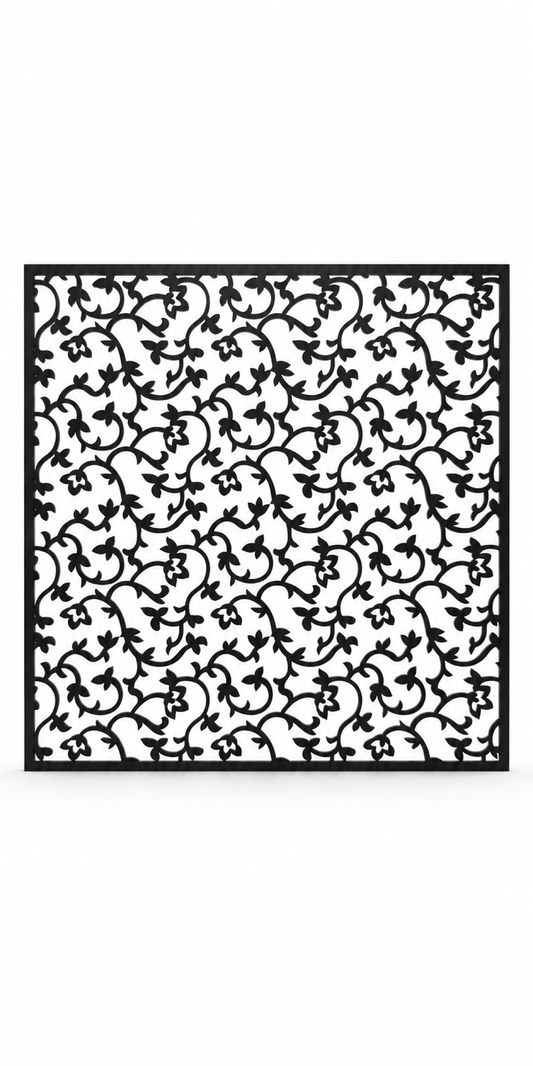 Design 243 Mini Leaf Scatter Laser Cut Metal Privacy Screen Panel front main view