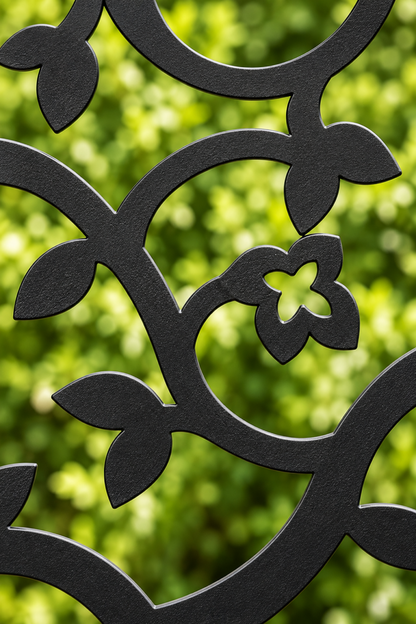 Design 243 Mini Leaf Scatter Laser Cut Metal Privacy Screen Panel close-up detail view