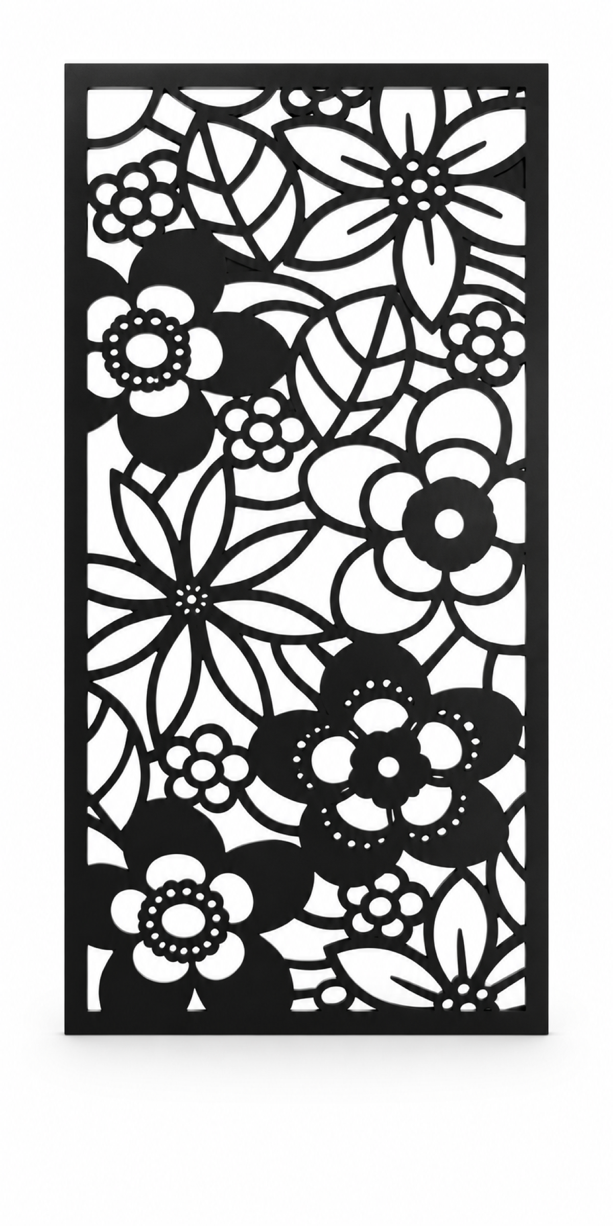 Design 246 Garden Flower Collage Laser Cut Metal Privacy Screen Panel front main view