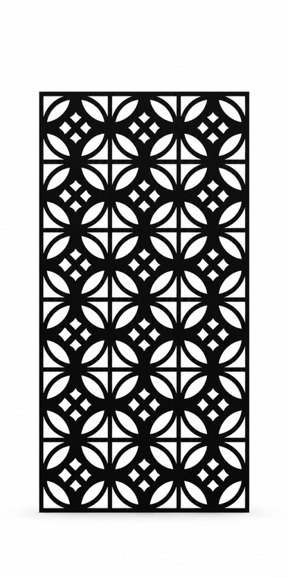 Design 247 Petal Circle Grid Laser Cut Metal Privacy Screen Panel front main view