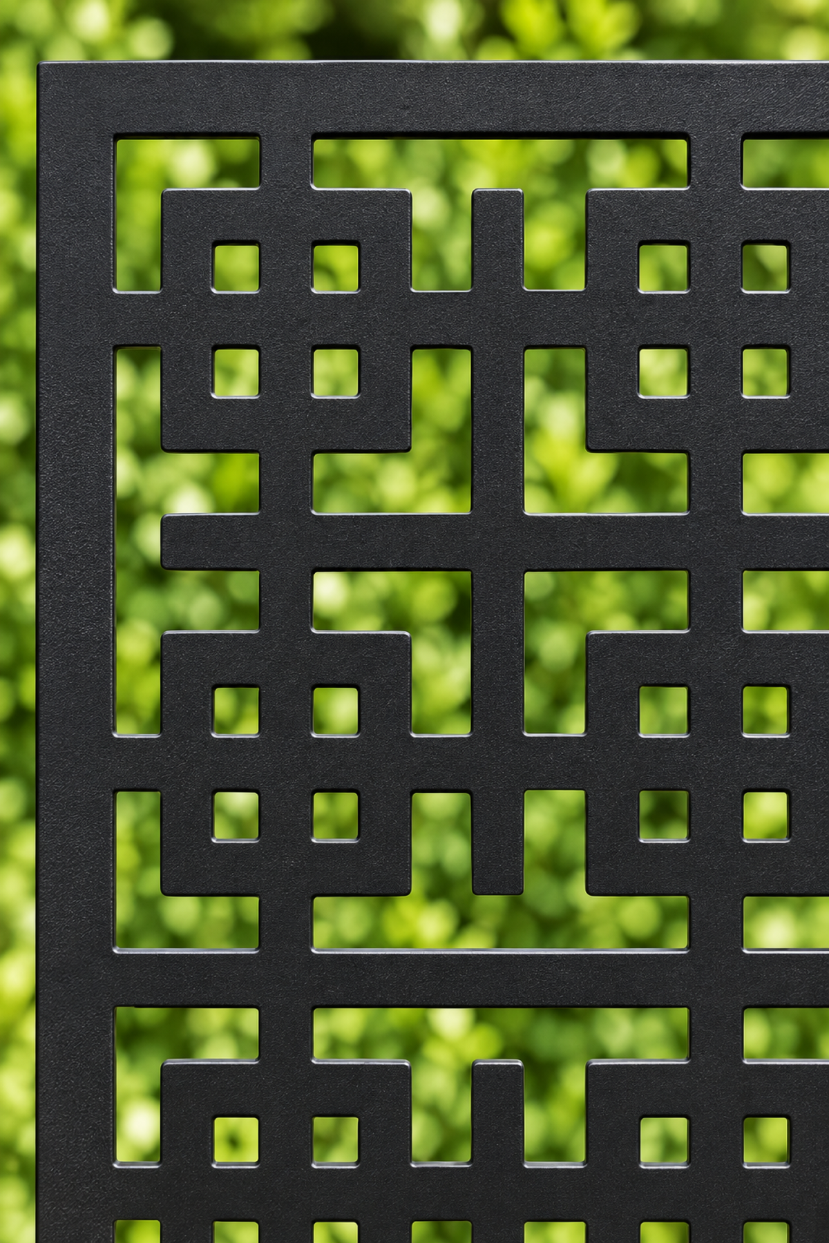 Design 248 Fine Square Key Maze Laser Cut Metal Privacy Screen Panel close-up detail view