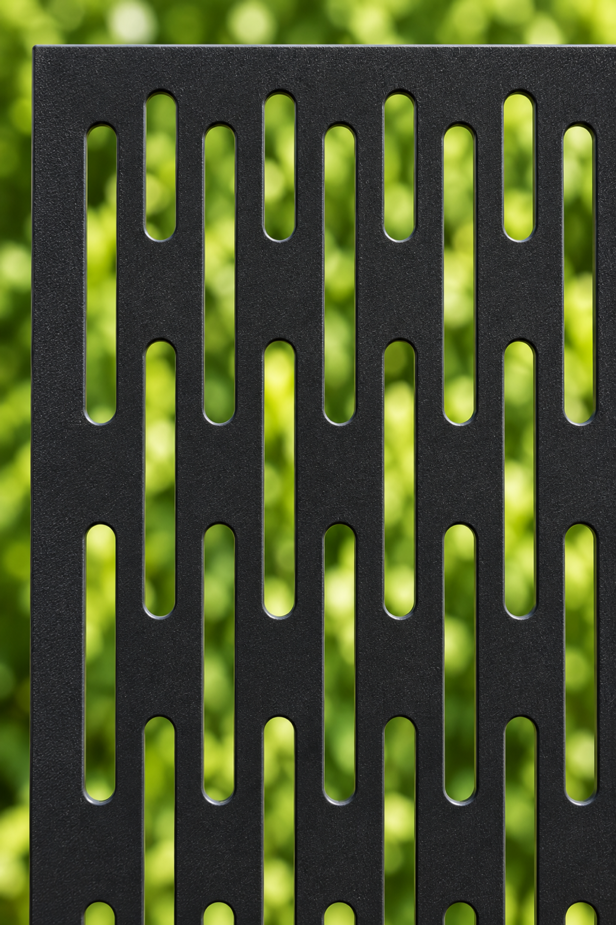Design 250 Vertical Slot Rhythm Laser Cut Metal Privacy Screen Panel close-up detail view