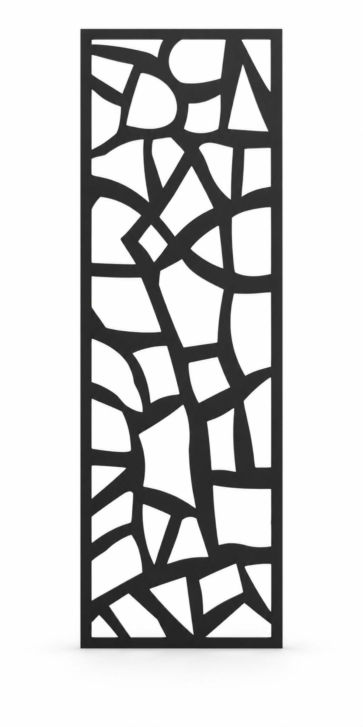 Design 252 Asymmetric Stone Grid Laser Cut Metal Privacy Screen Panel front main view