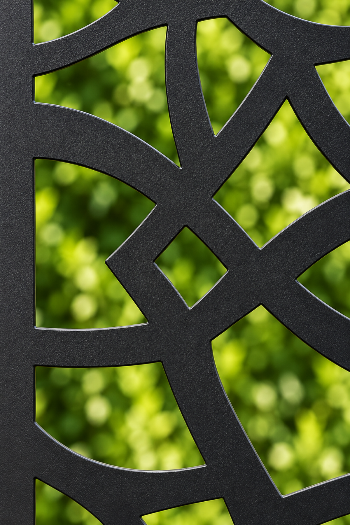 Design 252 Asymmetric Stone Grid Laser Cut Metal Privacy Screen Panel close-up detail view