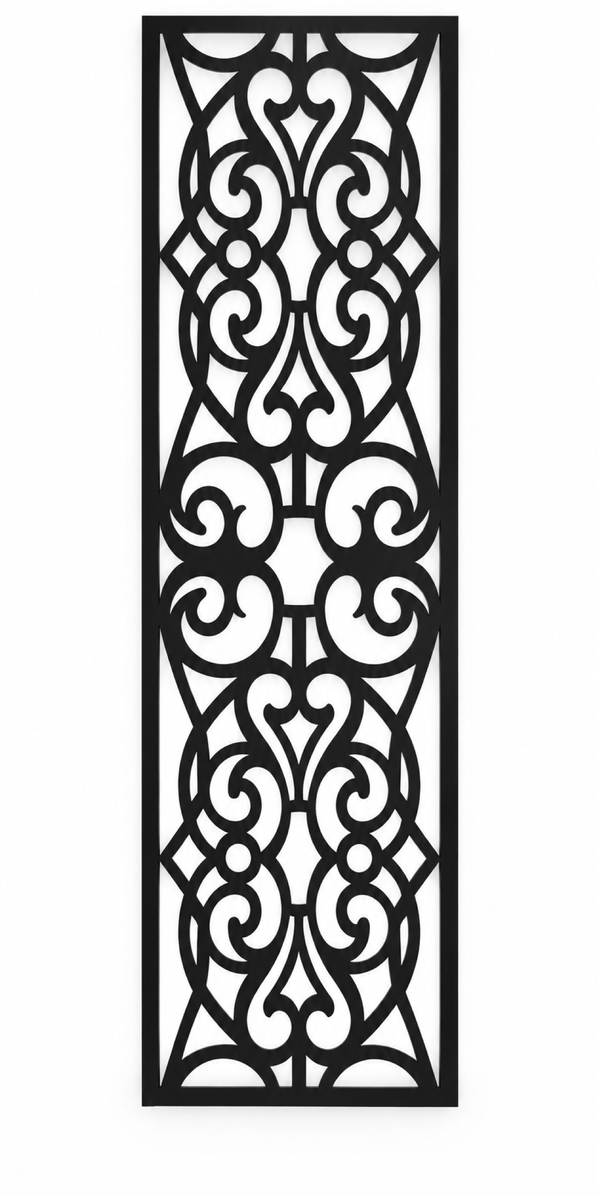 Design 253 Gothic Acanthus Medallions Laser Cut Metal Privacy Screen Panel front main view