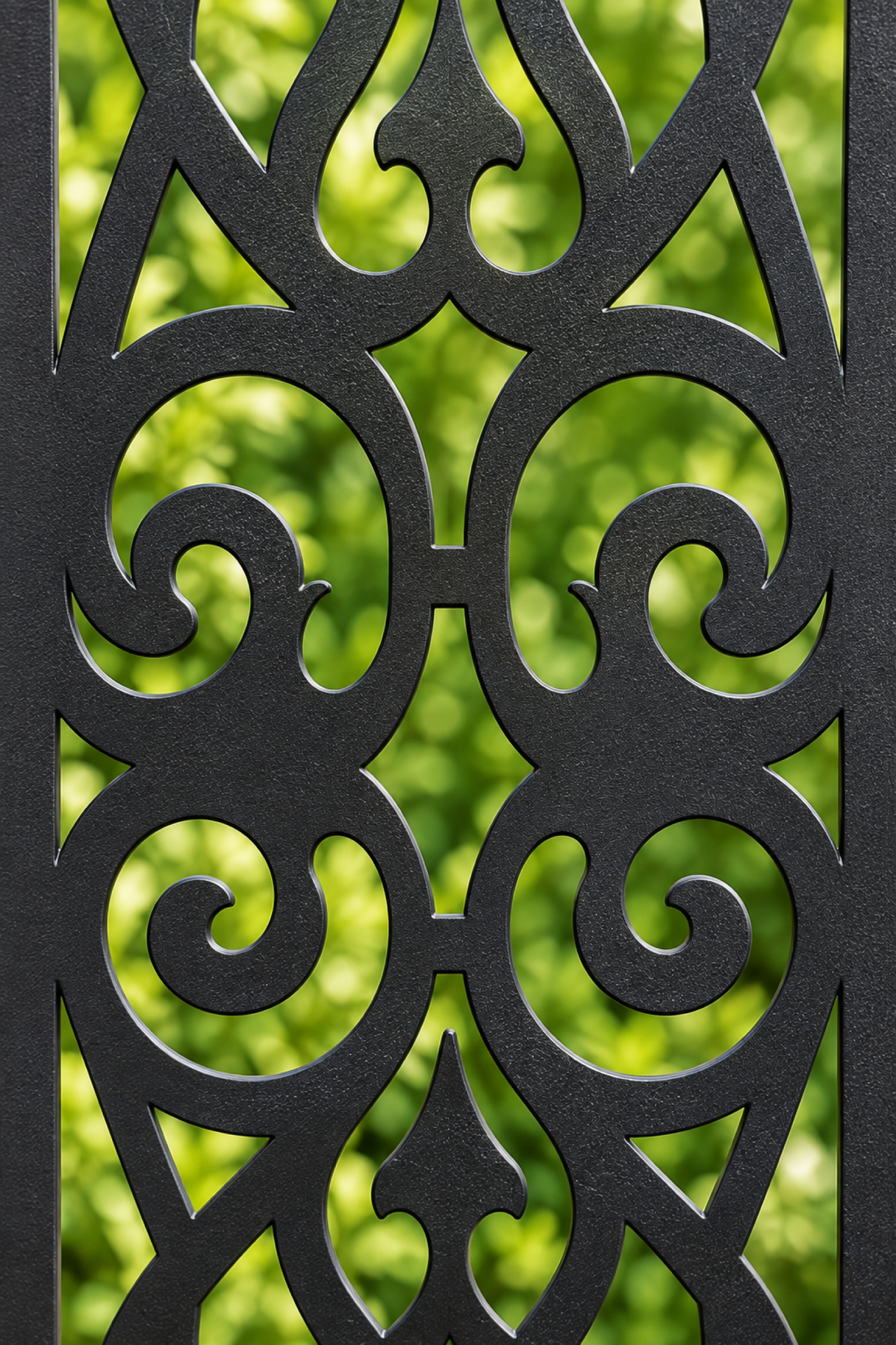 Design 253 Gothic Acanthus Medallions Laser Cut Metal Privacy Screen Panel close-up detail view