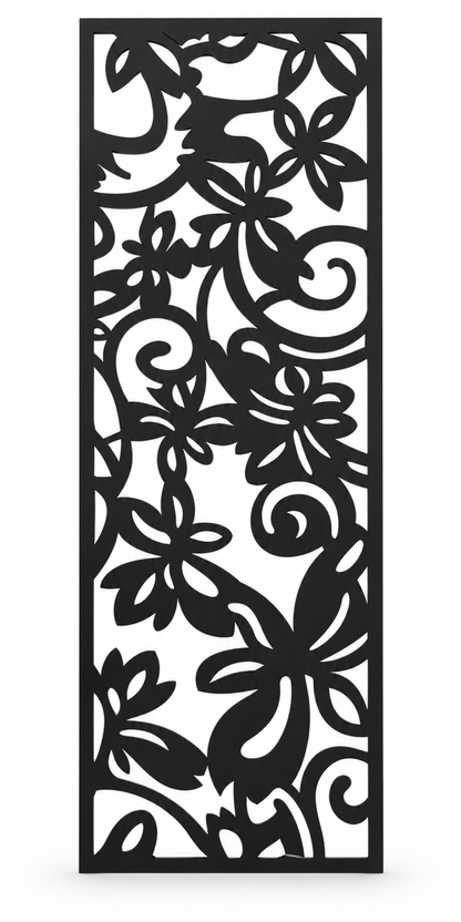 Design 254 Daisy Curl Garden Laser Cut Metal Privacy Screen Panel front main view