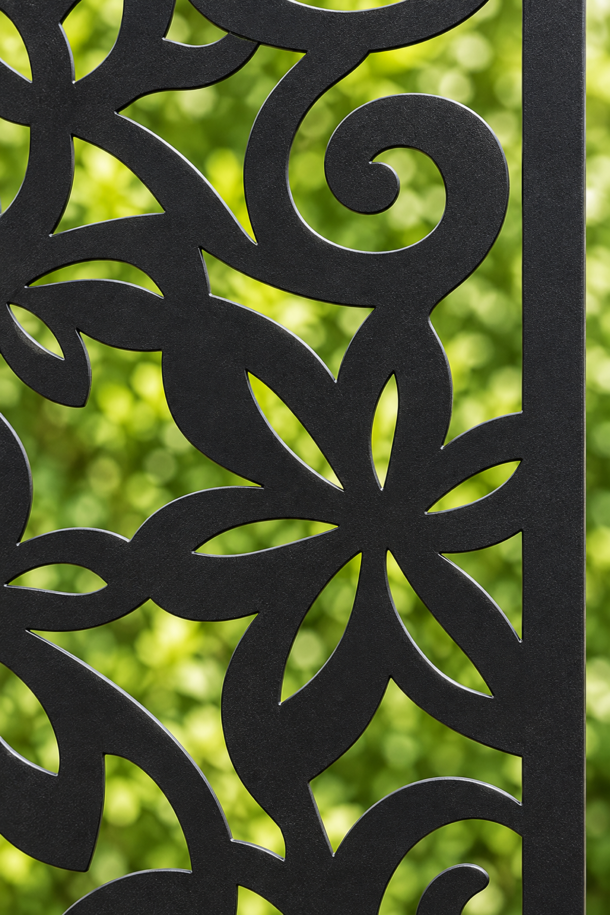 Design 254 Daisy Curl Garden Laser Cut Metal Privacy Screen Panel close-up detail view